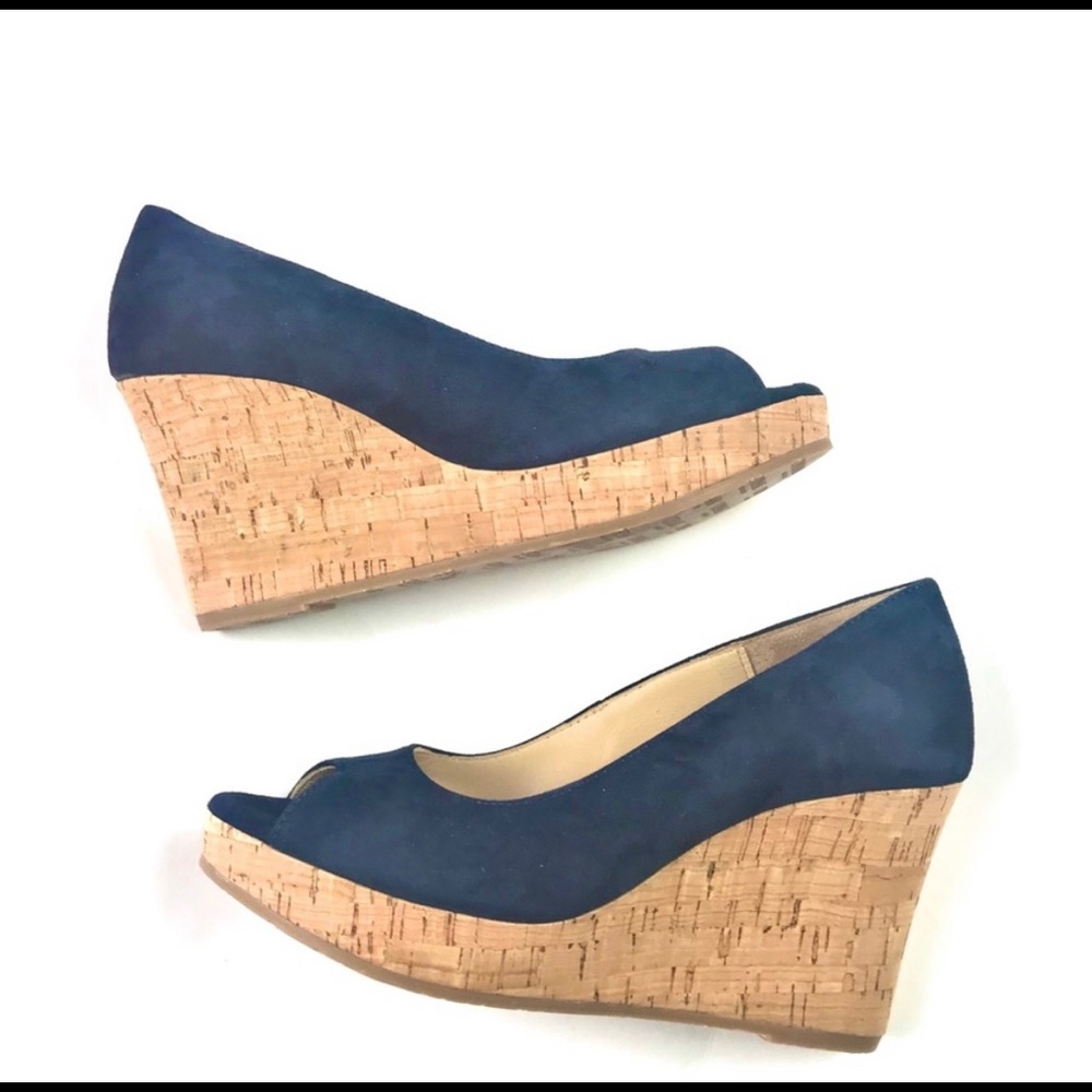 Cordani Open Toe Wedge Pumps Navy IT 39
